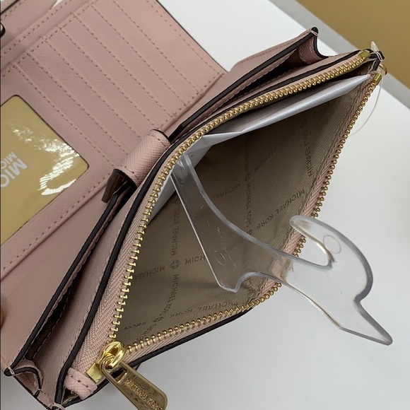 MICHAEL KORS LG DOUBLE ZIP WRISTLET BLOSSOM POWDER BLUSH NWT - Picture 16 of 16